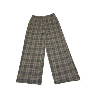 American Eagle Plaid Jeans Wide Leg Pants Trousers Womens High Rise Stretch Sz 4